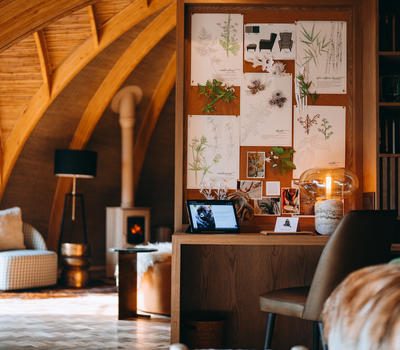 Wide shot of lodge installation